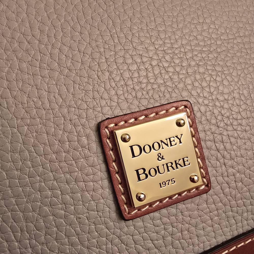 DOONEY & BOURKE Taupe Zip Zip Domed Pebbled Leather Satchel w Strap - Picture 3 of 16
